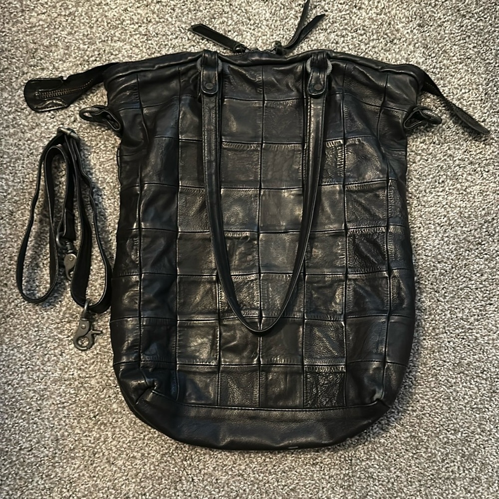 Free People Black Shoulder Bag Quilted Design